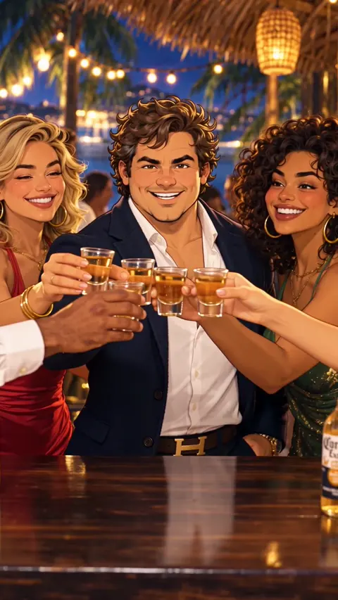 Peter brinda con sus amigos adultos